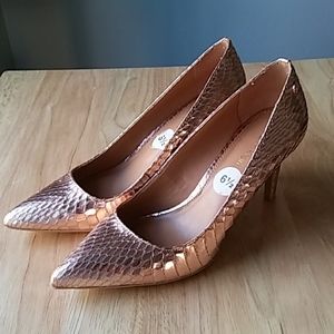Calvin Klein Nilly Rose Gold Snake Print Heels